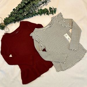 NWT Cat & Jack Rib Ruffle Tees - size 3T